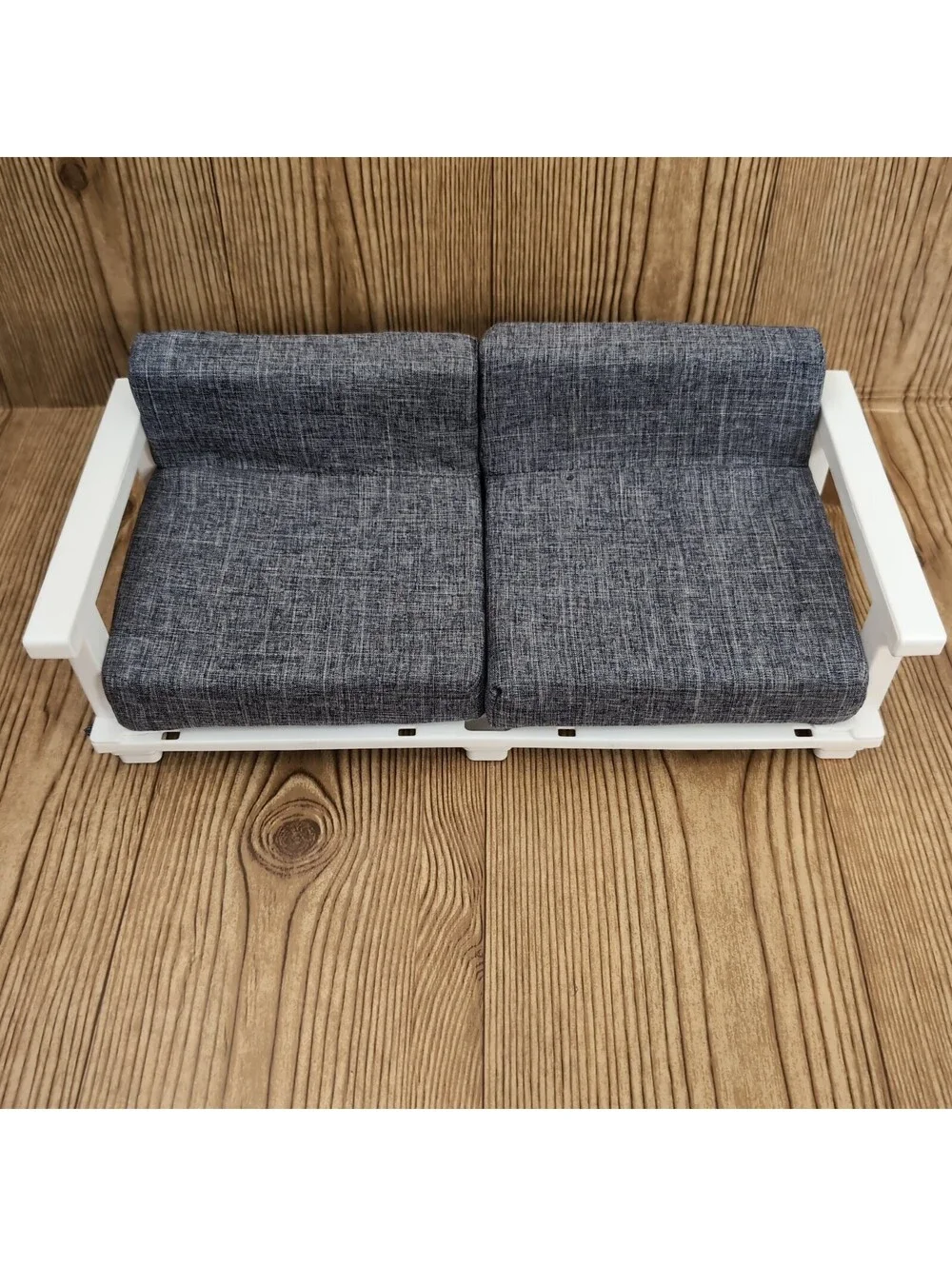 My Life As Gray Textured Fabric Sofa Lounge Couch For 18 Inch Dolls White Base